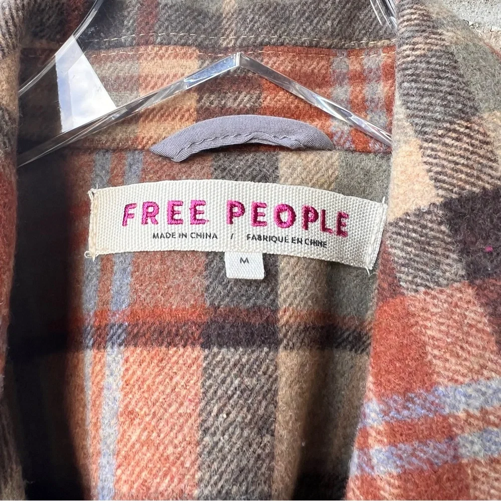 Free People Mari Plaid Blazer in Winter Wheat